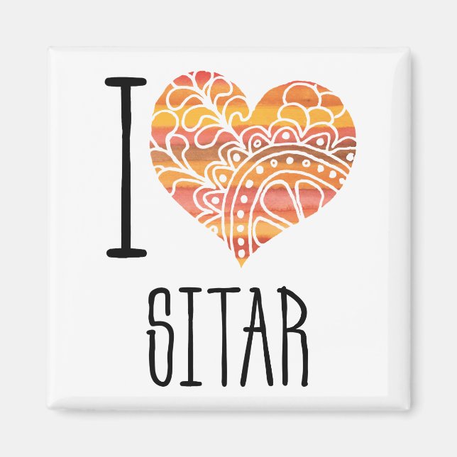 Imán Amo Sitar Naranja Mandala Heart (Frente)