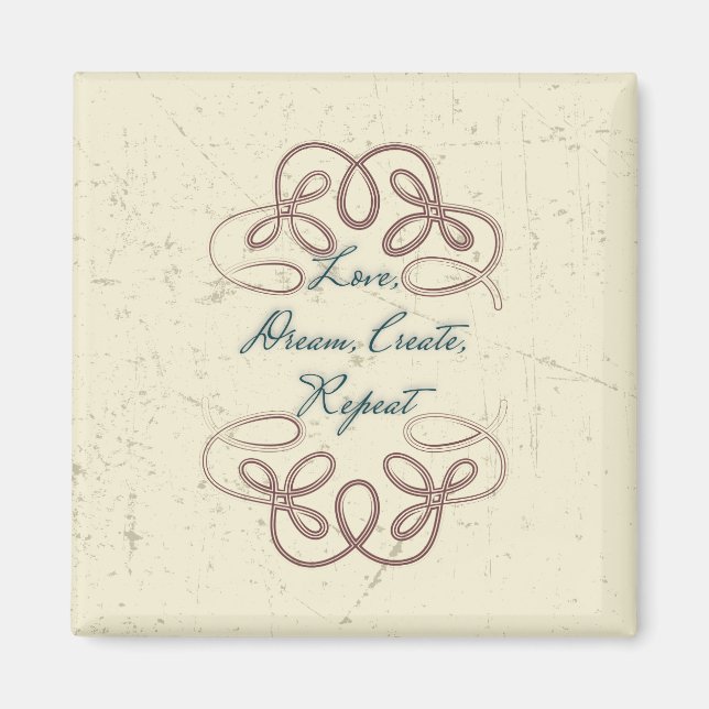 Imán Amo, sueño, creación, repetición de diseño de folk (Frente)