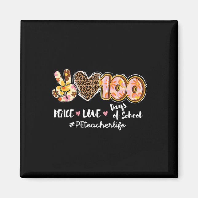 Imán Amor 100 Días De Vida Escolar Leopard Pe Teacher (Frente)