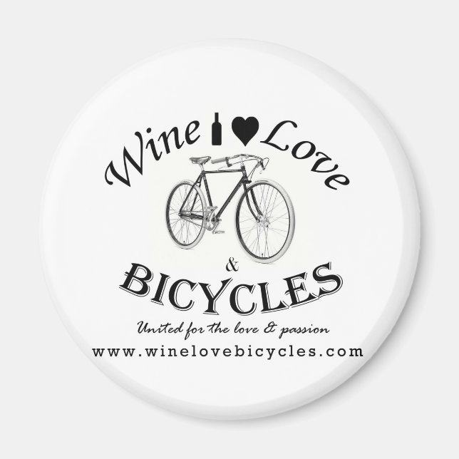 Imán Amor al vino y bicicletas (Frente)