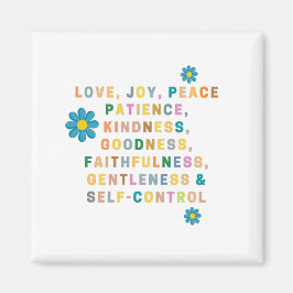 Imán AMOR, ALEGRÍA, PAZ - flor azul - ilustracion