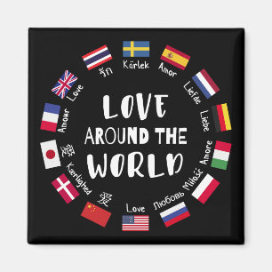 Imán Amor alrededor de idiomas del mundo 