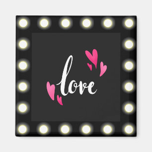 Imán Amor, bonito negro, blanco y rosa caliente