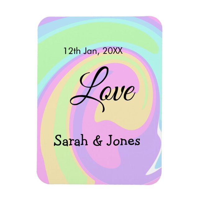 Imán Amor compromiso boda pareja colorido bohpattern (Vertical)