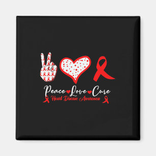 Imán Amor Cure Heart Disease Awareness Red Heart Ribbon