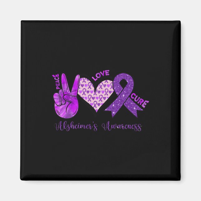 Imán Amor Cure la cinta morada Alzheimerheimer (Frente)