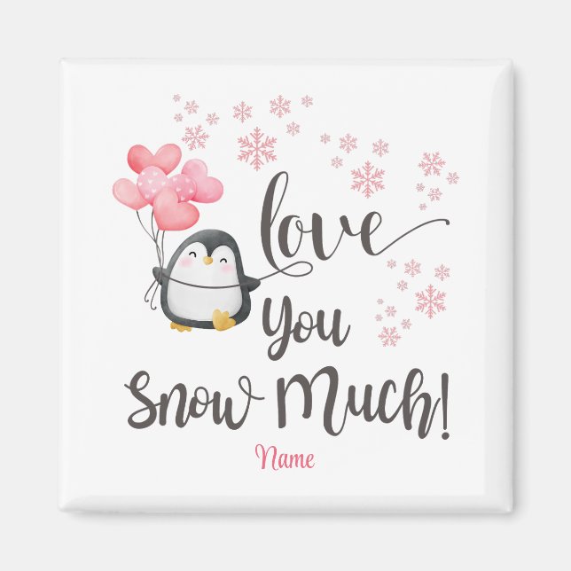Imán Amor - Cute San Valentín pingüino personalizado (Frente)