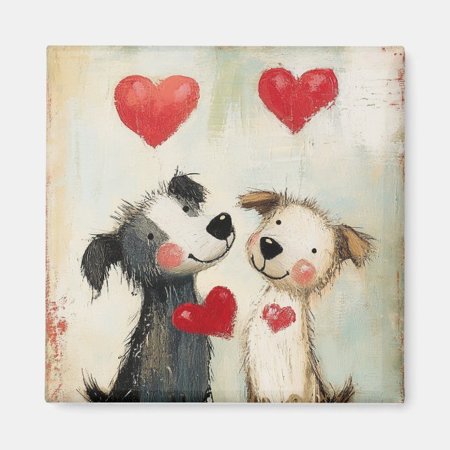 Imán Amor de cachorro, día de San Valentín para perros, (Frente)