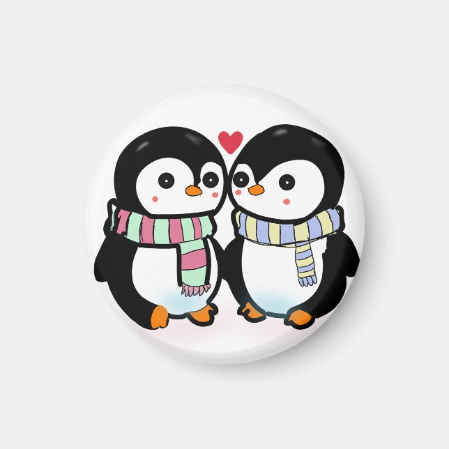 Imán Amor de Pingüino de Invierno Personalizado (Frente)