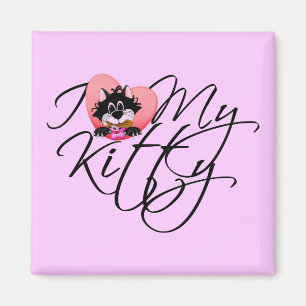 Imán Amor del rosa I mis camisetas y regalos del gatito