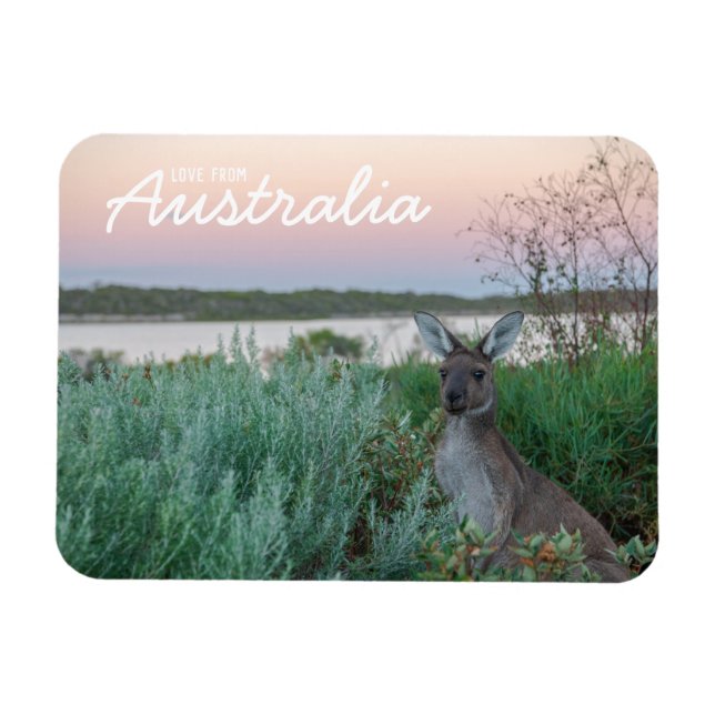 Imán Amor desde Australia Kangaroo Sunset Lake (Horizontal)