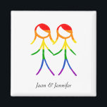 Imán Amor en color completo<br><div class="desc">Este imán presenta un diseño dulce y sincero, perfecto para celebrar a un boda. El gráfico muestra a dos mujeres, en forma de elegantes figuras de palos, tomándose de la mano. Las figuras están coloreadas en un hermoso arco iris, simbolizando el amor y la diversidad. Esta pieza es una manera...</div>