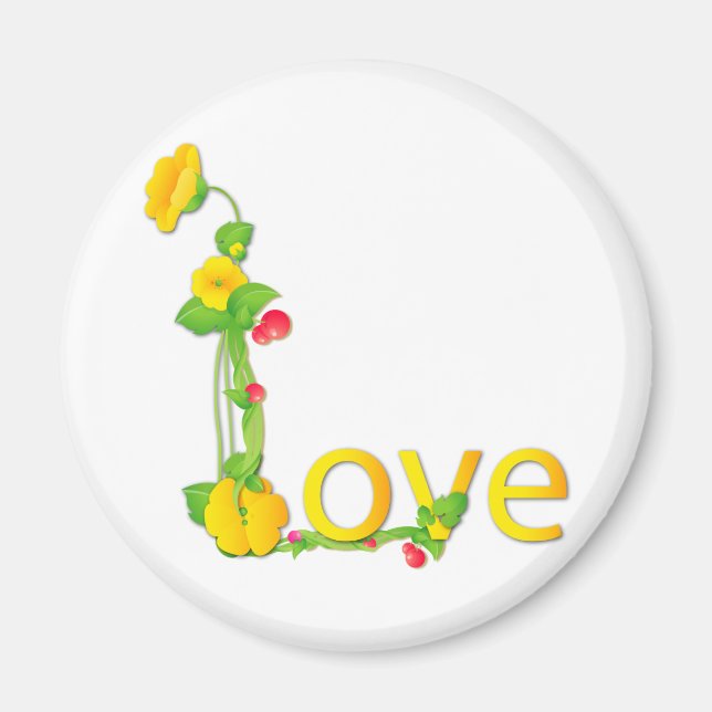 Imán Amor en las flores amarillas (Frente)