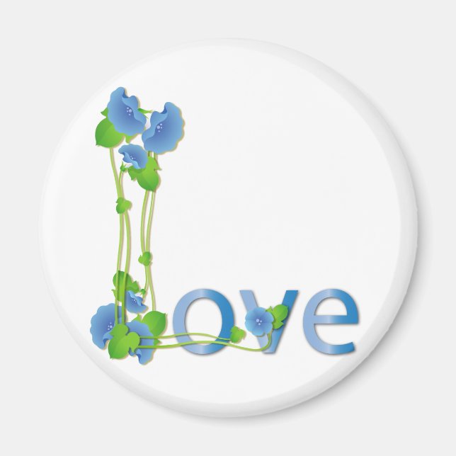 Imán Amor en las flores azules (Frente)