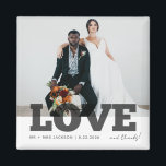 Imán Amor Gracias Favor de Foto de Boda Agradecimiento<br><div class="desc">Cute Amor y agradecimiento imanes de agradecimiento de boda,  con una de tus fotos favoritas de la boda o luna de miel. Personaliza estos imanes de agradecimiento de boda con tu foto,  nombres y fecha de la boda.</div>