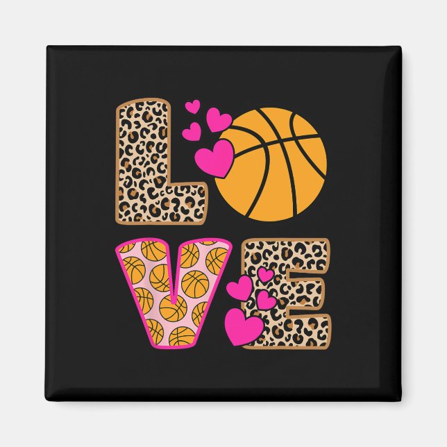Imán Amor lindo Baloncesto Leopardo Mujeres Chicas Bas (Frente)