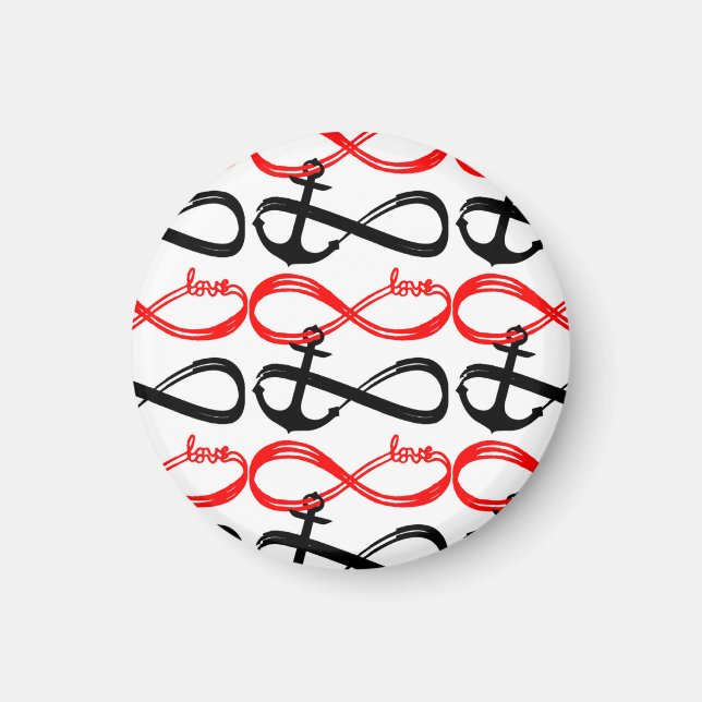 Imán Amor lindo y símbolos infinitos de anclas (Frente)