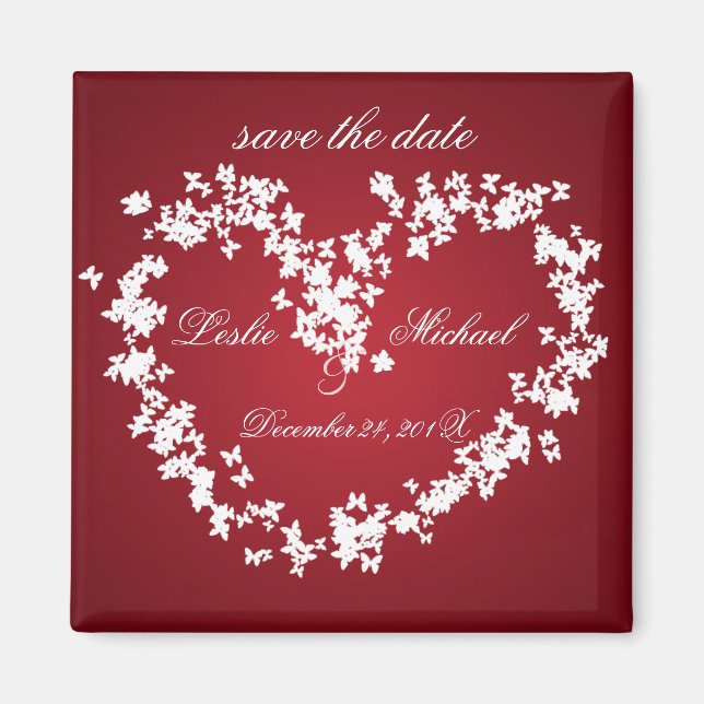 Imán Amor, mariposas corazón, salva la fecha (Frente)