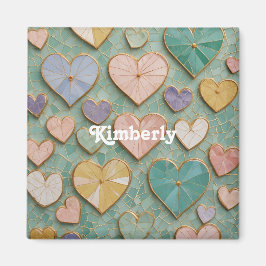 Imán Amor Mosaico: Corazones Pastel
