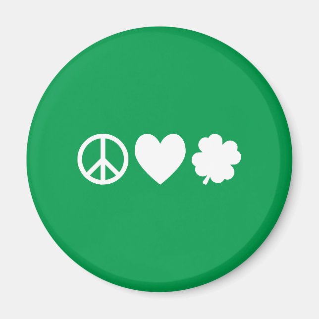 Imán Amor por la Paz Blanca y Shamrock (Frente)