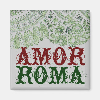Imán Amor Roma con encaje verde