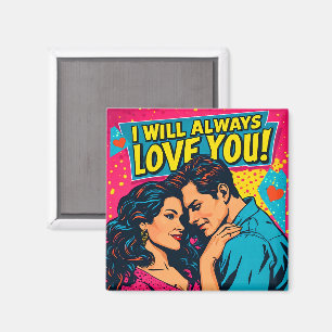 Imán Amor Romántico Pop Art Azul Magenta Amarillo