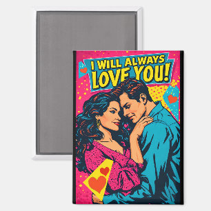 Imán Amor Romántico Pop Art Azul Magenta Amarillo