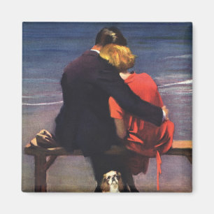 Imán Amor romántico vintage, romance en la playa