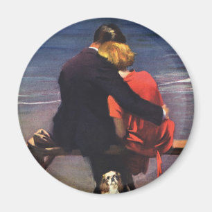 Imán Amor romántico vintage, romance en la playa