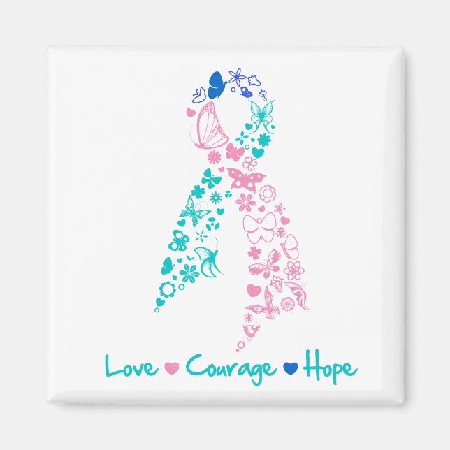 Imán Amor Valor Esperanza Mariposa - Cáncer tiroideo (Frente)