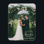 Imán Amor y agradecimiento Boda Gracias.<br><div class="desc">Gracias imanes bodas con tu foto favorita del día de la boda. Personalizar estos imanes con sus nombres y foto vertical. Contáctame a través de mi tienda si necesitas ayuda.</div>