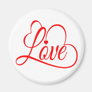 Imán Amor y Corazones Botón Rojo y Blanco