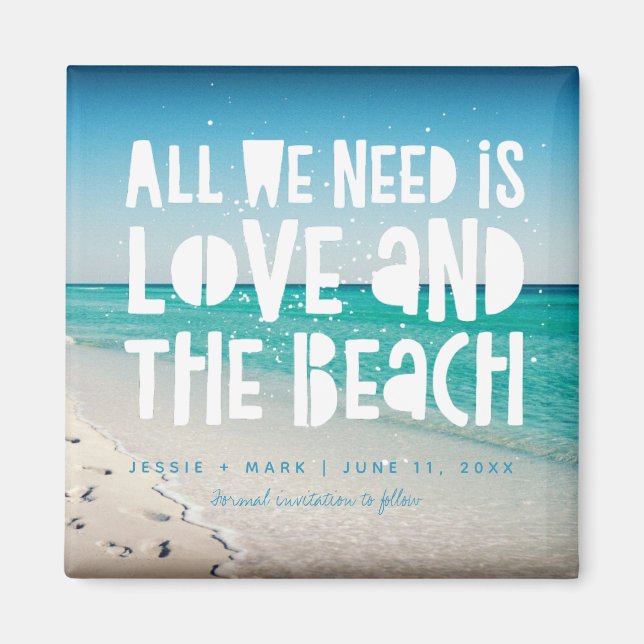 Imán Amor y destino de playa Guardar la fecha (Frente)