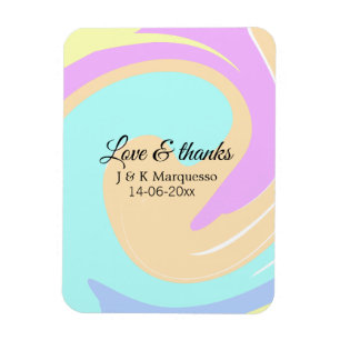 Imán Amor y gracias nombre boda de mármol colorido