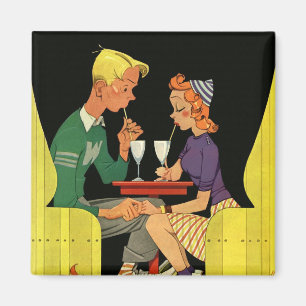 Imán Amor y romance vintage, adolescentes en la tienda 