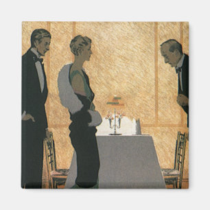 Imán Amor y romance vintage, cena elegante de pareja