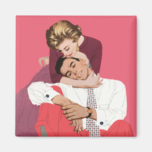 Imán Amor y romance vintage, recién casados en rosa