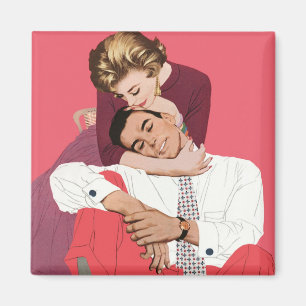 Imán Amor y Romance Vintage, Recién Casados en Rosa