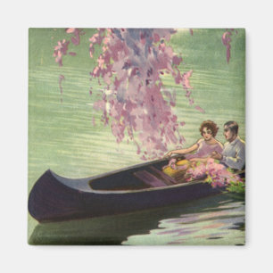 Imán Amor y romance vintage, romántico paseo en canoa
