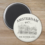 Imán Amsterdam Beautiful Vintage Scene<br><div class="desc">Experience the charm of Amsterdam with our exclusive vintage landscape design, beautifully capturing the essence of this iconic city. Available on stylish t-shirts and cozy sweatshirts, this design is also featured on an array of products including mugs, magnets, keychains, and thermoses. Perfect for travel enthusiasts and lovers of classic European...</div>