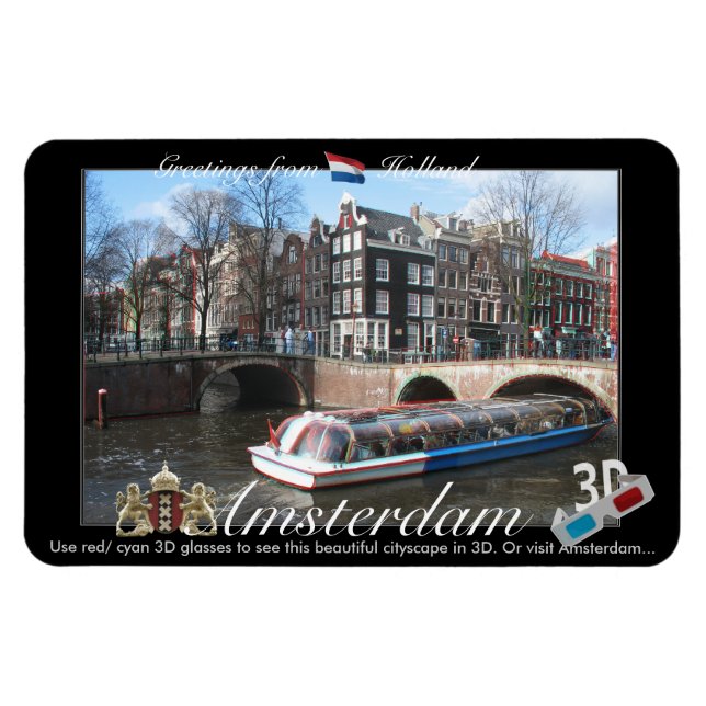Imán Amsterdam Holland 3D View Anaglyph (Horizontal)