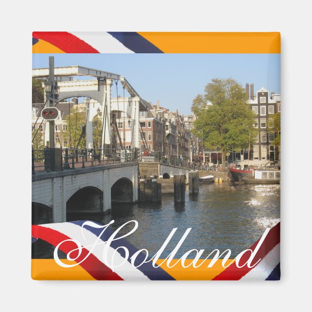 Imán Amsterdam Magere Brug Bridge Naranja Fridge Magnet (Frente)