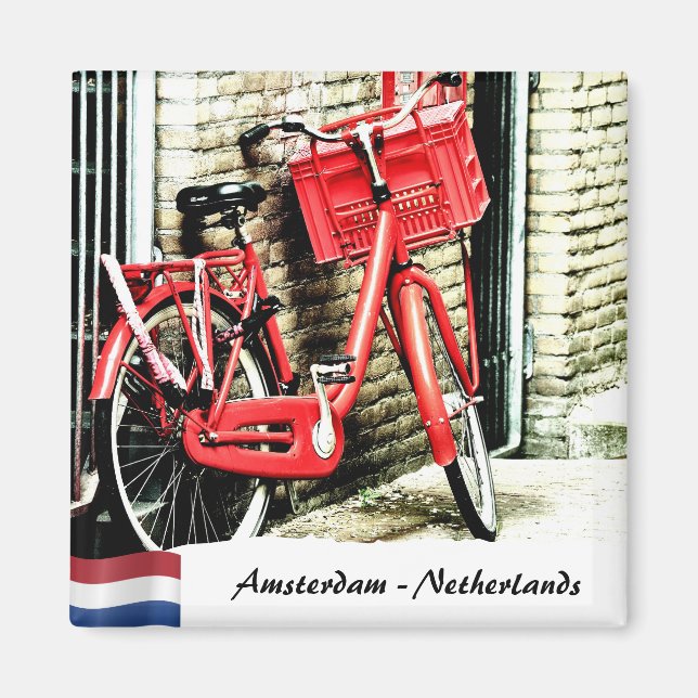 Imán Amsterdam, Red Bicycle, Netherlands (Frente)