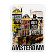 Amsterdam Vintage Travel Poster Retro Art Style