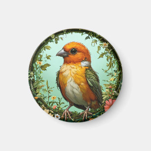 Imán 🐤 Amuleto de la Naturaleza Marco Floral Pájaro Am