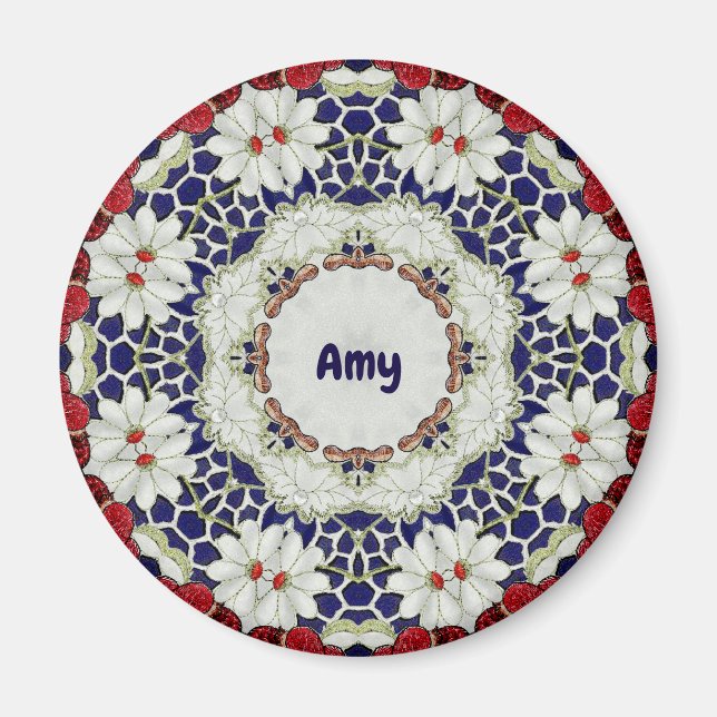 Imán AMY ~ Patrón personalizado de Pascua Fractal ~ Mag (Frente)