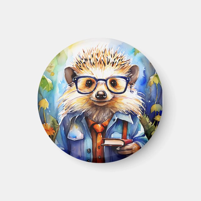 Imán an intelligent watercolor Hedgehog (Frente)