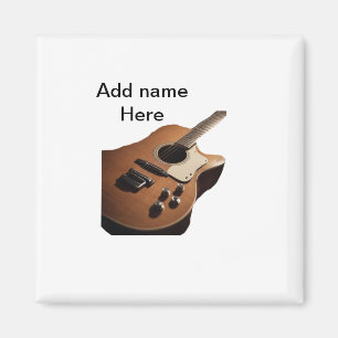 Imán Añadir el nombre texto guitarra acústica marrón ed