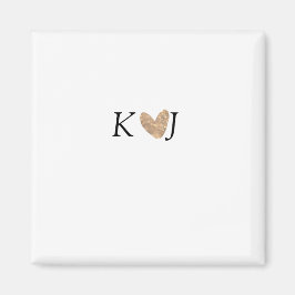 Imán Añadir letra de pareja boda purpurina de corazón d