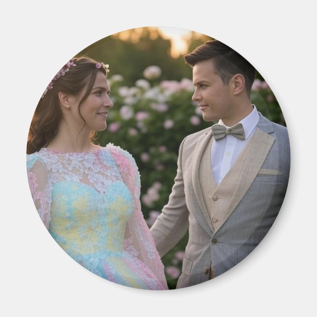 Imán Añadir Personalizar de fotografía Boda (Frente)